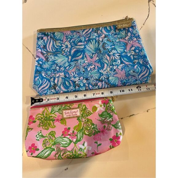 2 Lilly Pulitzer Cosmetic and Traveling Pouch Blue Pink - Picture 7 of 10